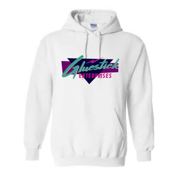 Gluestick Enterprises hoodie white with screen print logo on front